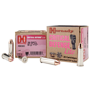 HORNADY Critical Defense 38 Special Lite 90 Grain FTX Ammo, 25 Round Box (90300)