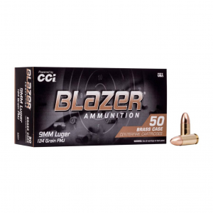 CCI Blazer Brass 9mm 124Gr FMJ 50rd Box Ammo (5201)
