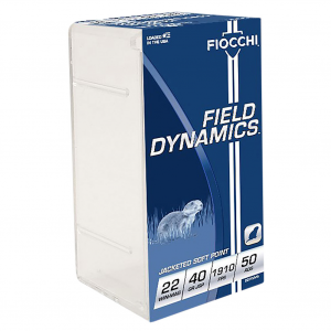 FIOCCHI Field Dynamics 22 Win. Mag. 40gr Jacketed Soft Point 50rd/Box Rimfire Ammo (22FWMA)