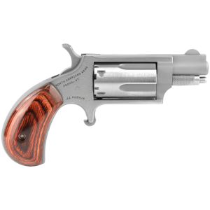 NORTH AMERICAN ARMS Mini 22 WMR 1.125in 5rd Wood Grips Stainless Revolver (NAA-22MS)