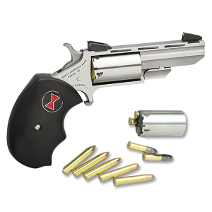 NORTH AMERICAN ARMS Black Widow 22LR/22WMR 2in 5rd Stainless Revolver with Fixed Sights (NAA-BWC)