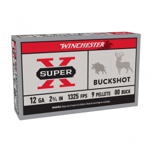WINCHESTER Super-X 12Ga 2.75in 00 Buckshot 9 Pellets 5rd Box Ammo (XB1200)