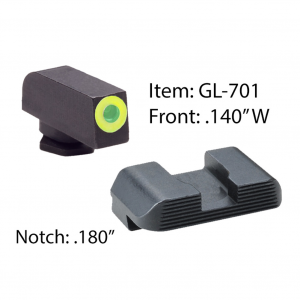 AMERIGLO For Glock Protector Green Tritium LumiGreen Outline Front and Black Rear Sights (GL-701)