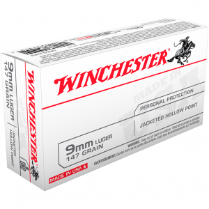 WINCHESTER USA 9mm 147Gr Jacketed Hollow Point 50rd Box Bullets (USA9JHP2)
