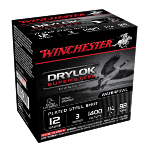 Winchester Ammo WINCHESTER DryLok Super Steel 12Ga 1-1/4oz 3in BB 25rd Box Shotshells (XSV123BB) - $36.02 at GritrSports