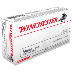 WINCHESTER USA 9mm 124Gr Full Metal Jacket 50rd Box Bullets (USA9MM)