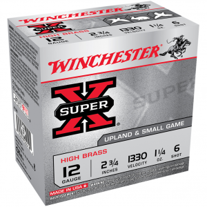 WINCHESTER Super-X 12Ga 2.75in #6 1 1/4 oz 25rd Box Shotgun Shells (X126)