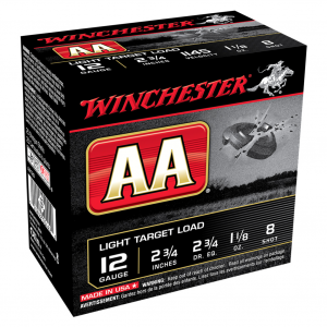 WINCHESTER AA Light Target 12Ga 2.75in #8 Shot 25/250 Shotgun Shells (AA128)