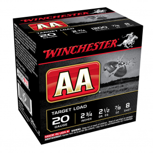 WINCHESTER AA 20Ga 7/8oz 2.75in #8 Lead Shot 25rd Box Shotshells (AA208)