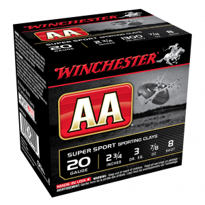 WINCHESTER AA SuperSport Sporting Clay 20Ga 2.75in #8 Shot 25/250 Shotgun Shells (AASC208)