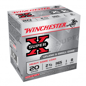 WINCHESTER Super-X 20Ga 1oz 2.75in #8 Lead Shot 25rd Box Shotshell (XU20H8)