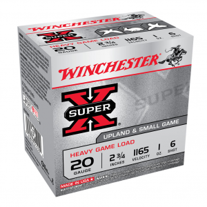 WINCHESTER Super-X 20Ga 1oz 2.75in #6 Lead Shot 25rd Box Shotshells (XU20H6)
