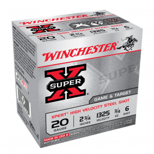 WINCHESTER Super-X 20Ga 3/4oz 2.75in #6 Steel Shot 25rd Box Shotshells (WE20GT6)