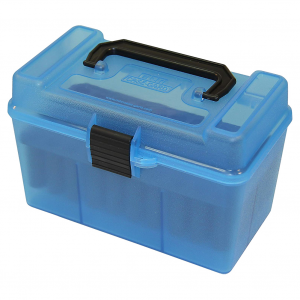 MTM CASE-GARD Deluxe H-50 Series 50rd Large Clear Blue Rifle Ammo Case (H50RL24)