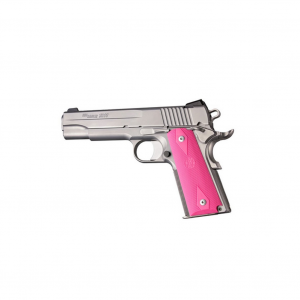 HOGUE 1911 Government Checkered Pink Rubber Grip Panels with Diamonds (45017)