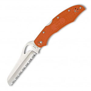 SPYDERCO Cara Cara Rescue 2 FRN Orange Handle SpyderEdge Folding Knife (BY17SOR2)