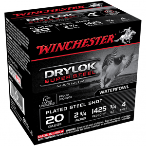 WINCHESTER Drylok Super Steel 20Ga 2.75in #4 25rd Box Shotshell (XS204)