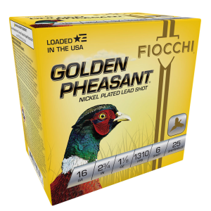FIOCCHI Golden Pheasant 16Ga 2.75in #6 Nickel-Plated 25rd/Box Shotshell (16GP6)