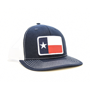 WEBY Richardson Sports Hats Unisex Navy and White Trucker Cap with Texas Flag, OSFA (HAT-112-NVY-WHT-TX)