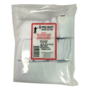 Pro-Shot Products PRO-SHOT PRODUCTS 38-45 Cal/20Ga-410Ga 2.25in Square 500 Count Cleaning Patches (21/4-500) - $17.56 at GritrSports