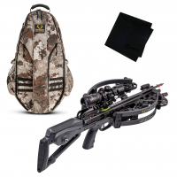 TENPOINT Siege RS410 Graphite Grey Crossbow Package with Halo Veil Alpine Bowpack and Microfiber Cleaning Cloth (CB21012-1819+HCA-20120+GRITMF)
