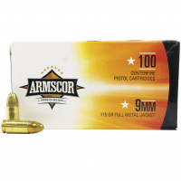 ARMSCOR 9mm Luger 115gr FMJ 100 Bx Pistol Ammo (50444)