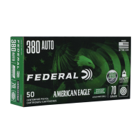 FEDERAL American Eagle Indoor Range Training .380 Auto 70Gr Lead Free 50rd Box Ammo (AE380LF1)