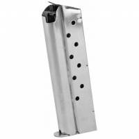 Ed Brown Magazine, 9MM, 9 Rounds, Fits 1911, Includes 1 Thick and 1 Thin Base Pad, Stainless, Silver 849