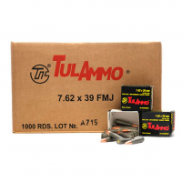 TULAMMO 7.62x39mm 122Gr FMJ 1000 Bx/ 1 Cs Centerfire Rifle Ammo (UL076201)