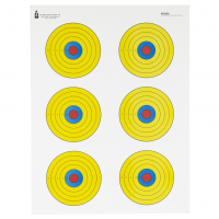 Action Target PR-BE6, High Visibility Fluorescent 6 Bull's-EyeTarget, Black/Red/Yellow, 17.5"x23", 100 Per Box PR-BE6-100