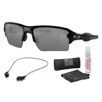 OAKLEY Flak 2.0 XL Polished Black/PRIZM Black Polarized Sunglasses with Lens Cleaning Kit & Leash Kit Large Black (OO918872+07+103)