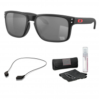 OAKLEY Holbrook New York Matte Black/Prizm Black Sunglasses with Lens Cleaning Kit & Large Black Leash Kit (OO9102N2+07+103)