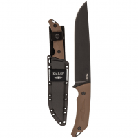 KABAR Camp Turok, Jarosz, 16" Fixed Blade Knife, 1095 Cro-Van/Black, Brown Ultramid Handle, Hard Plastic Sheath 7511