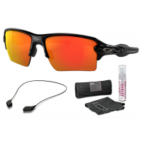 OAKLEY Flak 2.0 XL Polished Black/PRIZM Ruby Polarized Sunglasses with Lens Cleaning Kit & Leash Kit Large Black (OO9188F6+07+103)