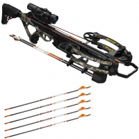 BARNETT CROSSBOWS Hypertac 420 Crossbow Package with Scope, Quiver, Rope Cocking Device and 5-Pack Hyperflite 22" Arrows (BAR20017)