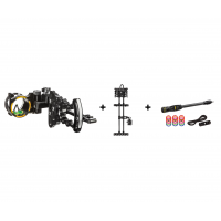 TROPHY RIDGE Alpha Slide 1-Pin RH Black Bow Sight with Hitman 8in Stabilizer and Hex Lite Arrow Quiver (AS415R+AS1908+AQ110-BUNDLE)