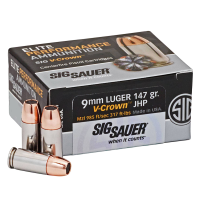 SIG SAUER Elite V-Crown 9mm 147Gr JHP 50/Box Ammo (E9MMA3-50)