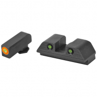 AmeriGlo Trooper, Sight, Fits Glock MOS, 17,19,22,23,24,26,27,33,34,35,37,38,39 Gen 1-4, Green Tritium with Orange Outline Front, Green Tritium Black Serrated Rear GL-816