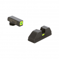 AmeriGlo Combative Application Pistol Sight for Glock 17,19,22,23,24,26,27,33,34,35,37,38,39, Green/Green, Green Tritium Front Sight with Lumi Outline, Rear Sight Lumi Horizontal Line in Center GL-614