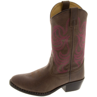 SMOKY MOUNTAIN BOOTS Kids Monterey Brown with Pink Stitch Western Boots (1624)