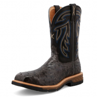 TWISTED X Men's 11in Western Black Ostrich and Black Work Boot (MXBN007)