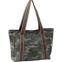 Bulldog Cases Tote Style Purse, Black/Green/Brown Camo Pattern with Stripes, Universal Fit Holster Included BDP-049