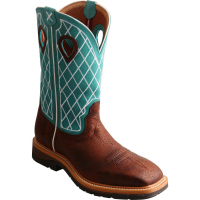 TWISTED X Mens Lite Cowboy Brown Distressed/Turquoise Workboot (MLCS021)