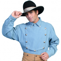 SCULLY Mens RangeWear Blue Long Sleeve Shirt (RW011-BLU)