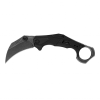 Kershaw Outlier, Assisted Open Folding Knife, 2.6" Karambit Blade, Plain Edge, 8Cr13MoV Steel, Blackwash Finish, Black Handle 2064