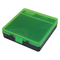 MTM Flip-Top 40 10mm 45 ACP 100 Round Clear Green/Black Ammo Box (P-100-45-16T)