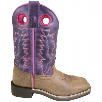 SMOKY MOUNTAIN BOOTS Youth Girls Tracie Brown Distress/Purple Leather Western Boots (3122Y)