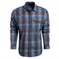 VORTEX Men's Trail Call Tech Flannel Blue Gray Long Sleeve Shirt (VOR-221-39-BGR)