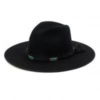 STETSON Women's Helix Flat Brim Wool Felt Black Western Hat (XWHELX-133607)
