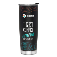 GRITR 20 oz Stainless Steel Vacuum Insulated Tumbler, I Get Coffee Edition